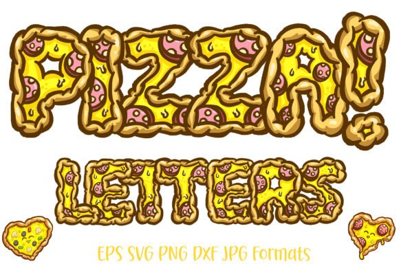 Download Pizza Illustration Lettering Font Type - Type Collection