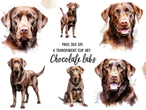 Download Chocolate Labs Watercolor Clipart Set - Premium Resources