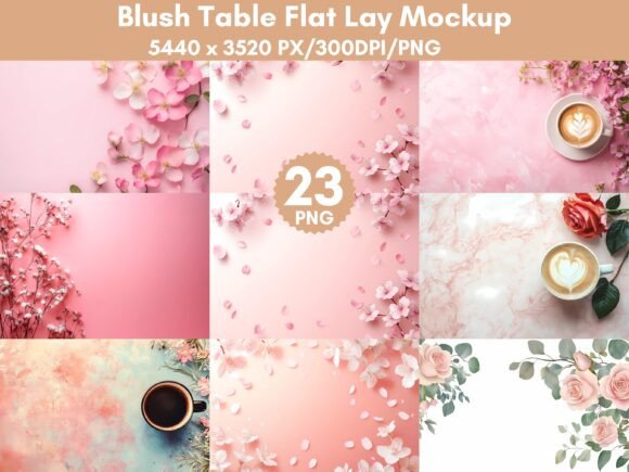 Download 23 Blush Table Flat Lay Mockup - Premium Resources
